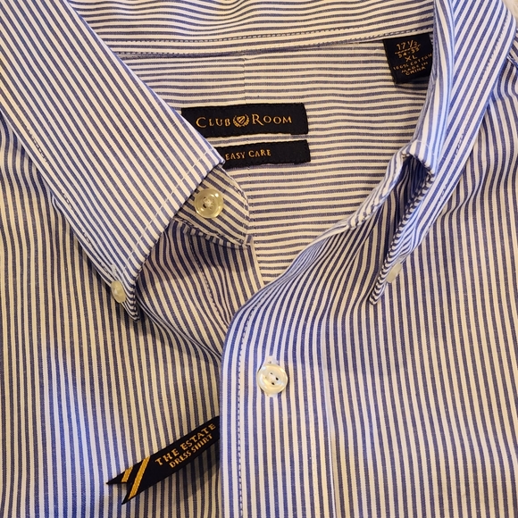 Club Room Men's Shirt Blue Pencil Stripe/ 17 1/2 34-35/ NWT - Picture 11 of 15